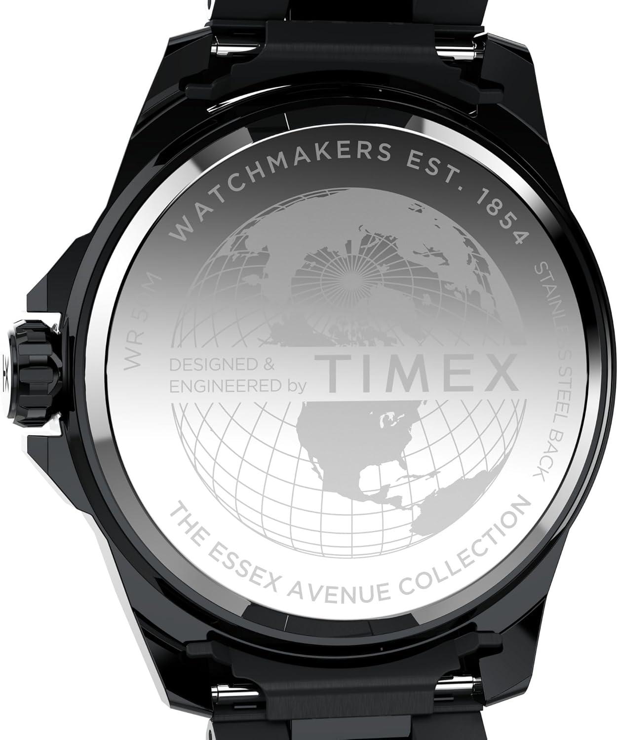 imageTimex Mens Essex Avenue 44mm Watch  Black Bracelet Black Dial Black Case