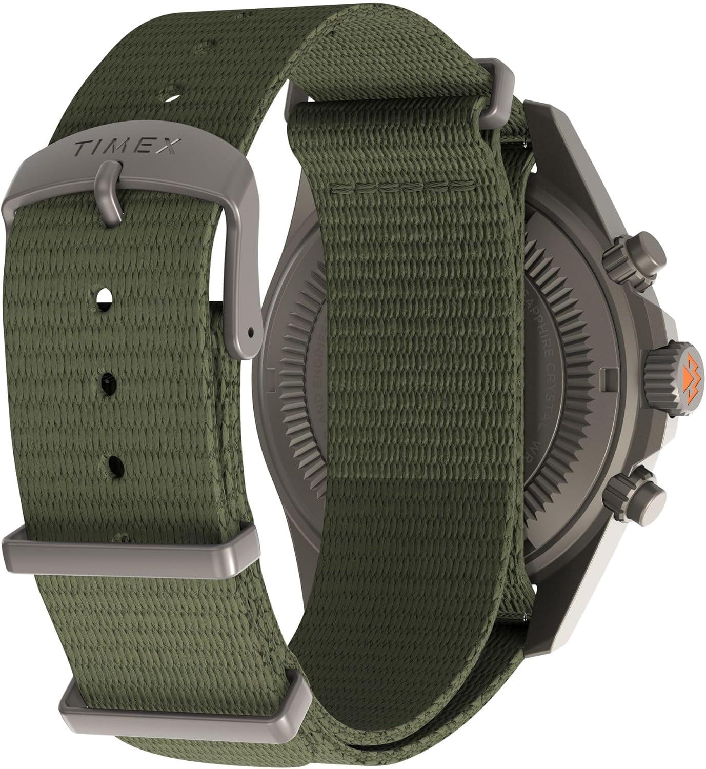 imageTimex Mens Expedition Field Chronograph 43mm Watch  Green Strap Black Dial Gunmetal Case
