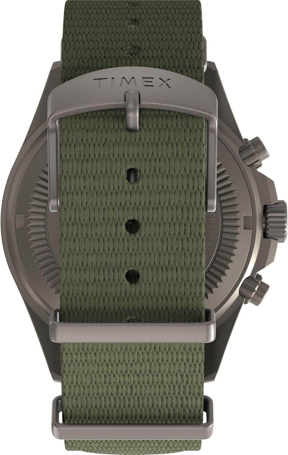 imageTimex Mens Expedition Field Chronograph 43mm Watch  Green Strap Black Dial Gunmetal Case