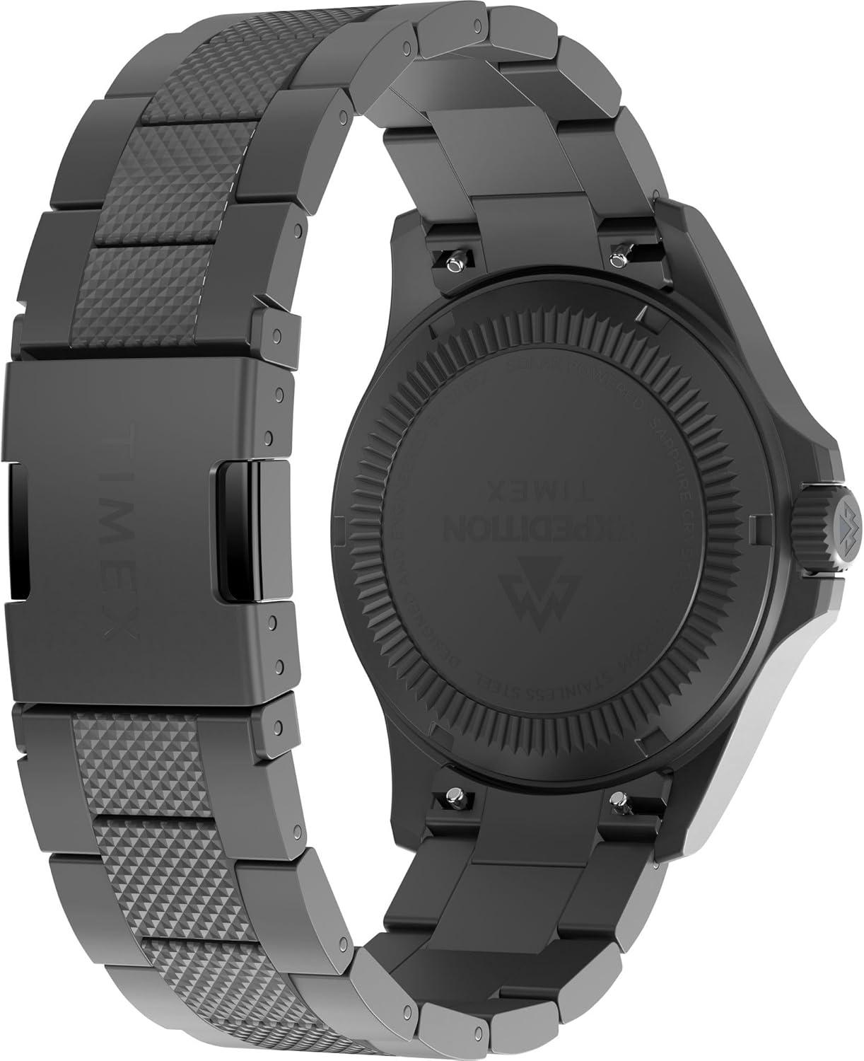 imageTimex Mens Expedition Field Solar 41mm Watch  Gunmetal Bracelet Green Dial Gunmetal Case