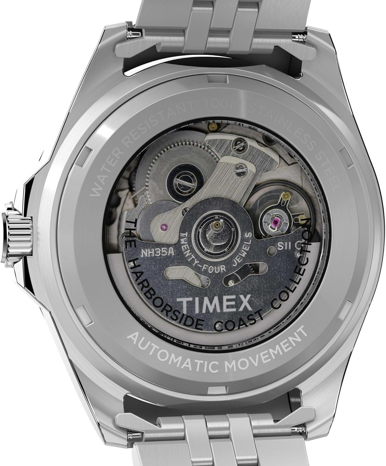 imageTimex Mens Harborside Coast 40mm WatchSilverToneSilverToneBlack