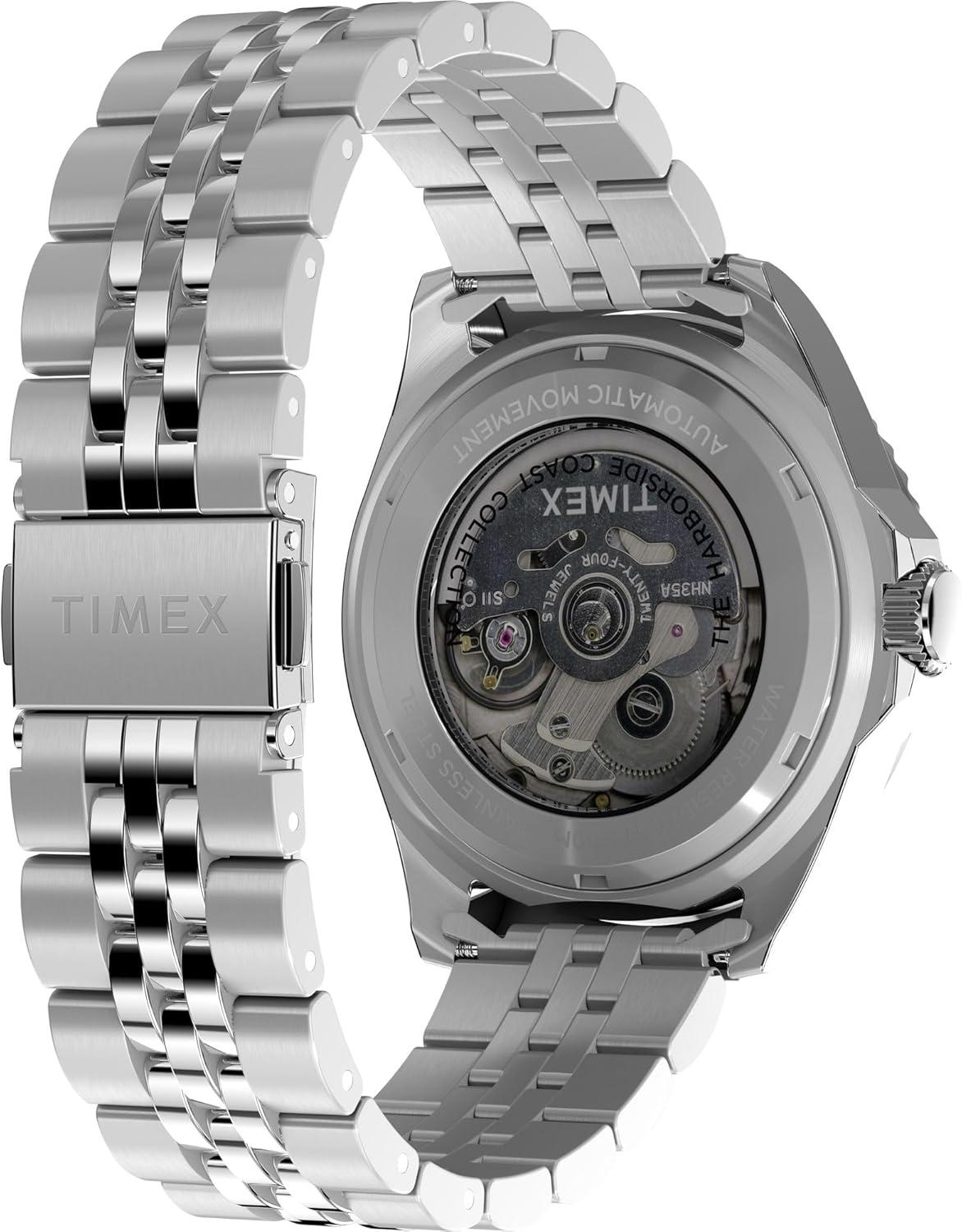 imageTimex Mens Harborside Coast 40mm WatchSilverToneSilverToneBlack