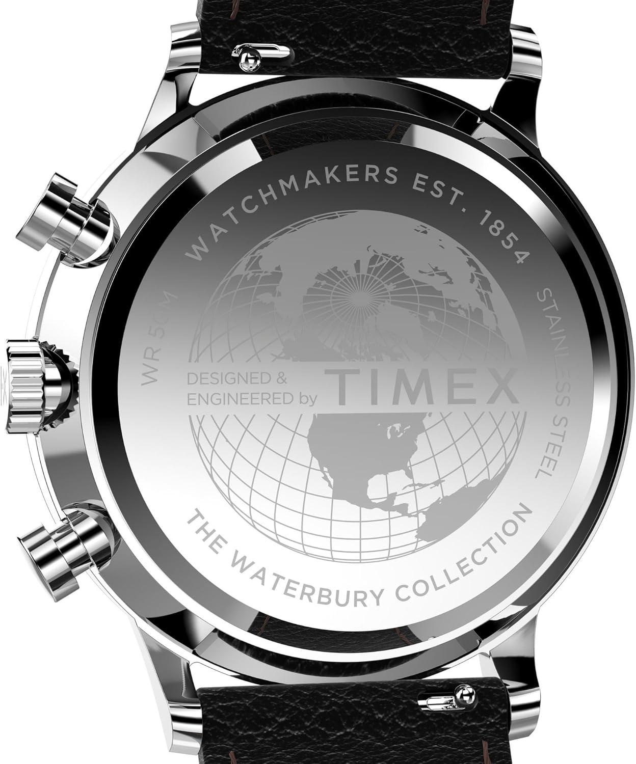 imageTimex Mens Waterbury Classic 40mm Watch  Black Strap Cream Dial Stainless Steel Case