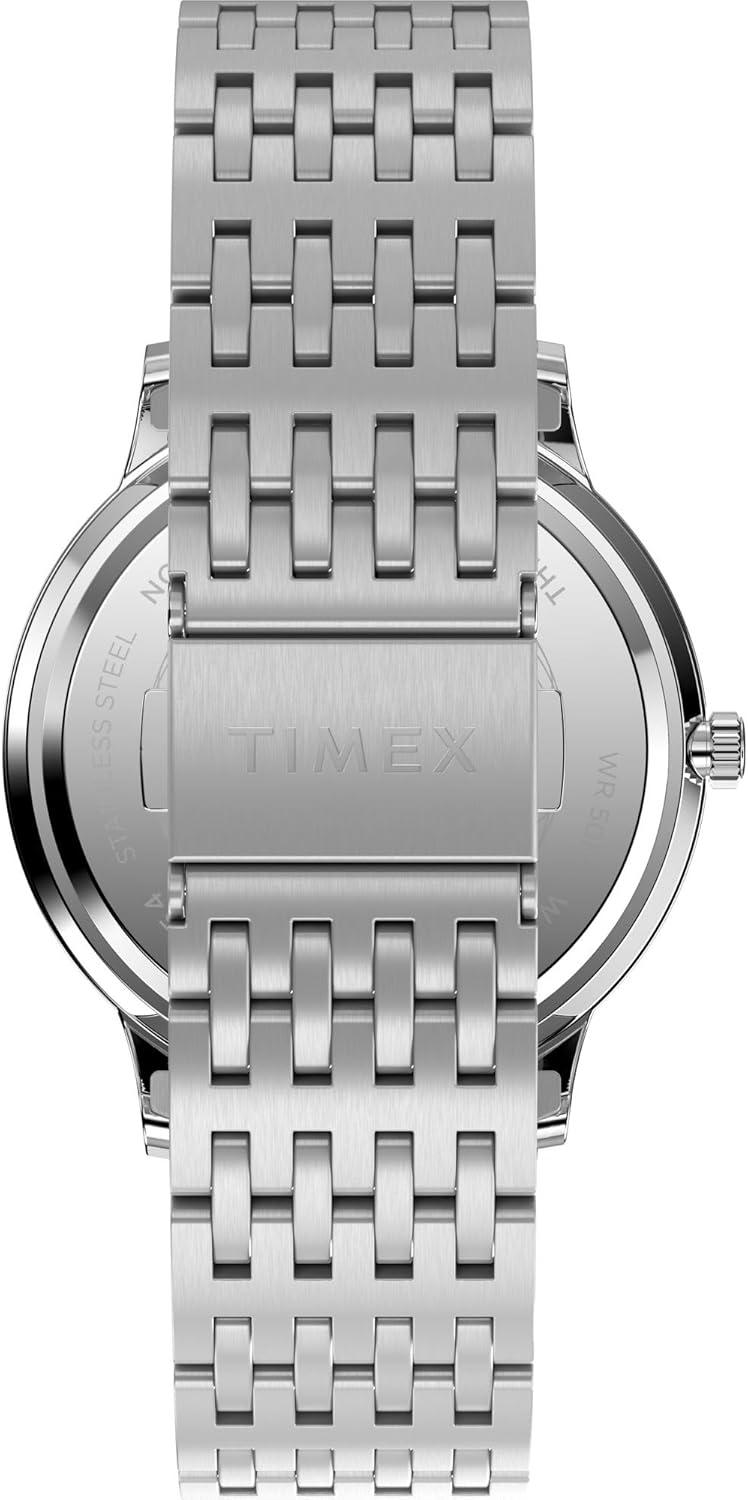 imageTimex Mens Waterbury Classic 40mm Watch  Stainless Steel Bracelet Blue Dial Stainless Steel Case