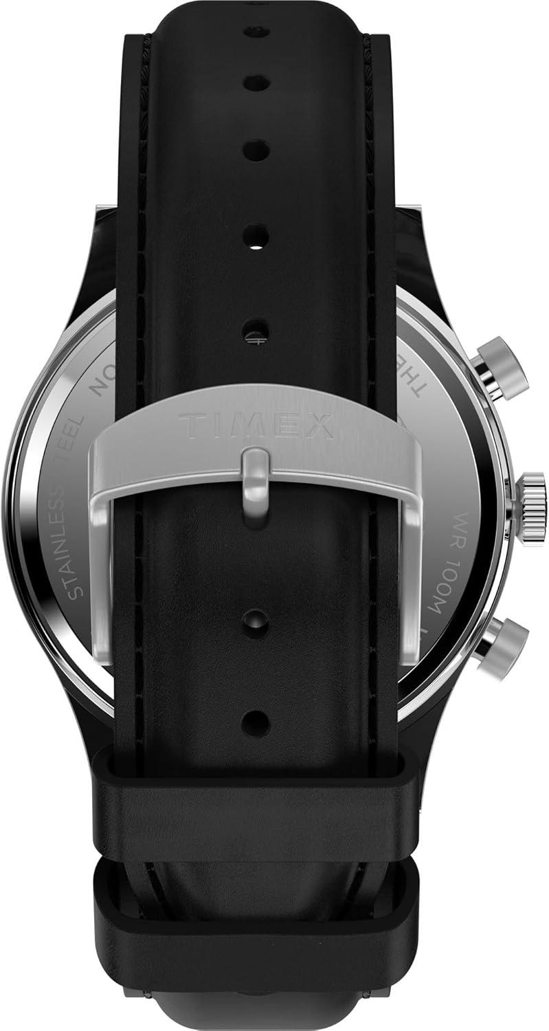 imageTimex Mens Waterbury Traditional 41mm WatchBlackStainless SteelDark Blue
