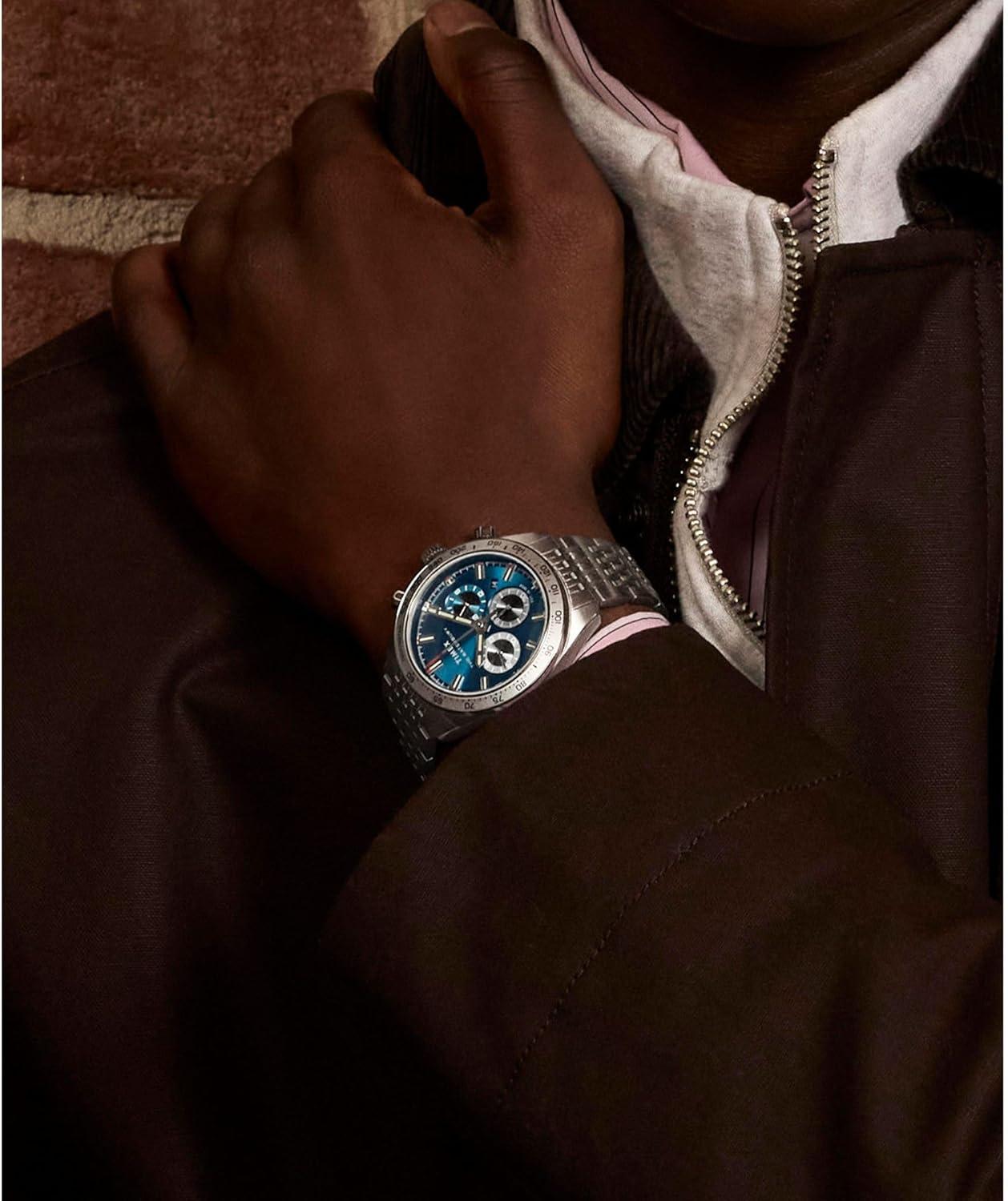 imageTimex Mens Waterbury Traditional 41mm WatchStainless SteelStainless SteelBlue