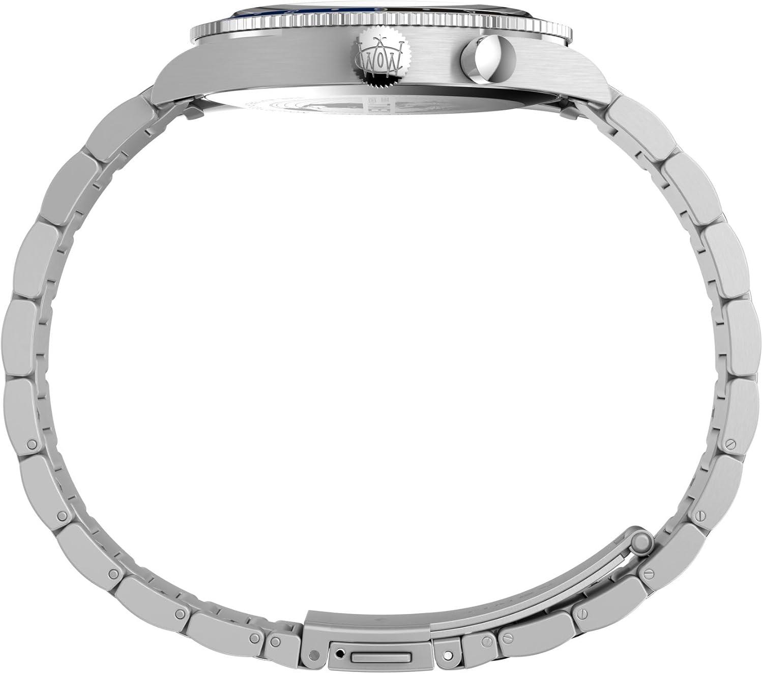 imageTimex Mens Waterbury Traditional GMT 39mm Watch  Stainless Steel Bracelet Black Dial Stainless Steel Case