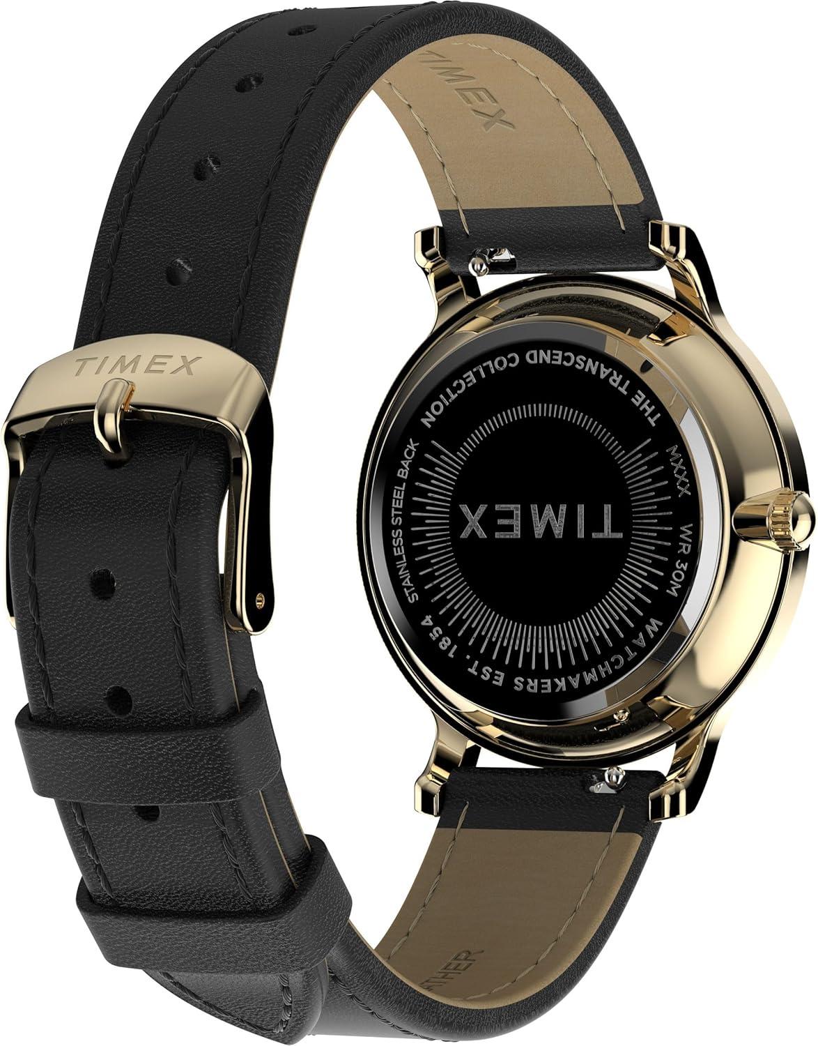 imageTimex Transcend 34mm Womens Analog Watch  Stylish Modern DesignBlackGoldToneGoldTone