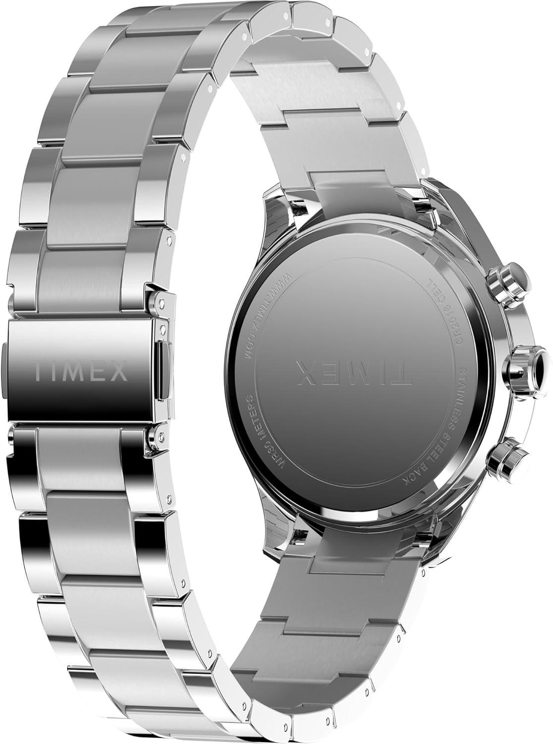 imageTimex Womens Chronograph 38mm Watch  SilverTone Bracelet Blue Dial SilverTone Case