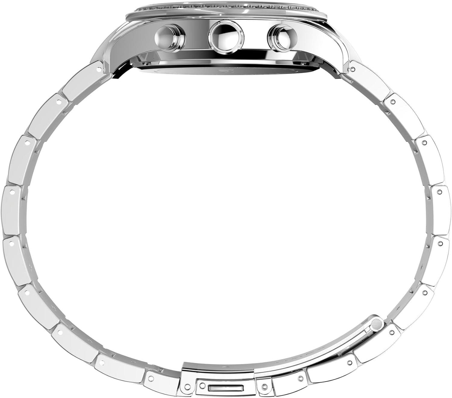 imageTimex Womens Chronograph 38mm Watch  SilverTone Bracelet Blue Dial SilverTone Case