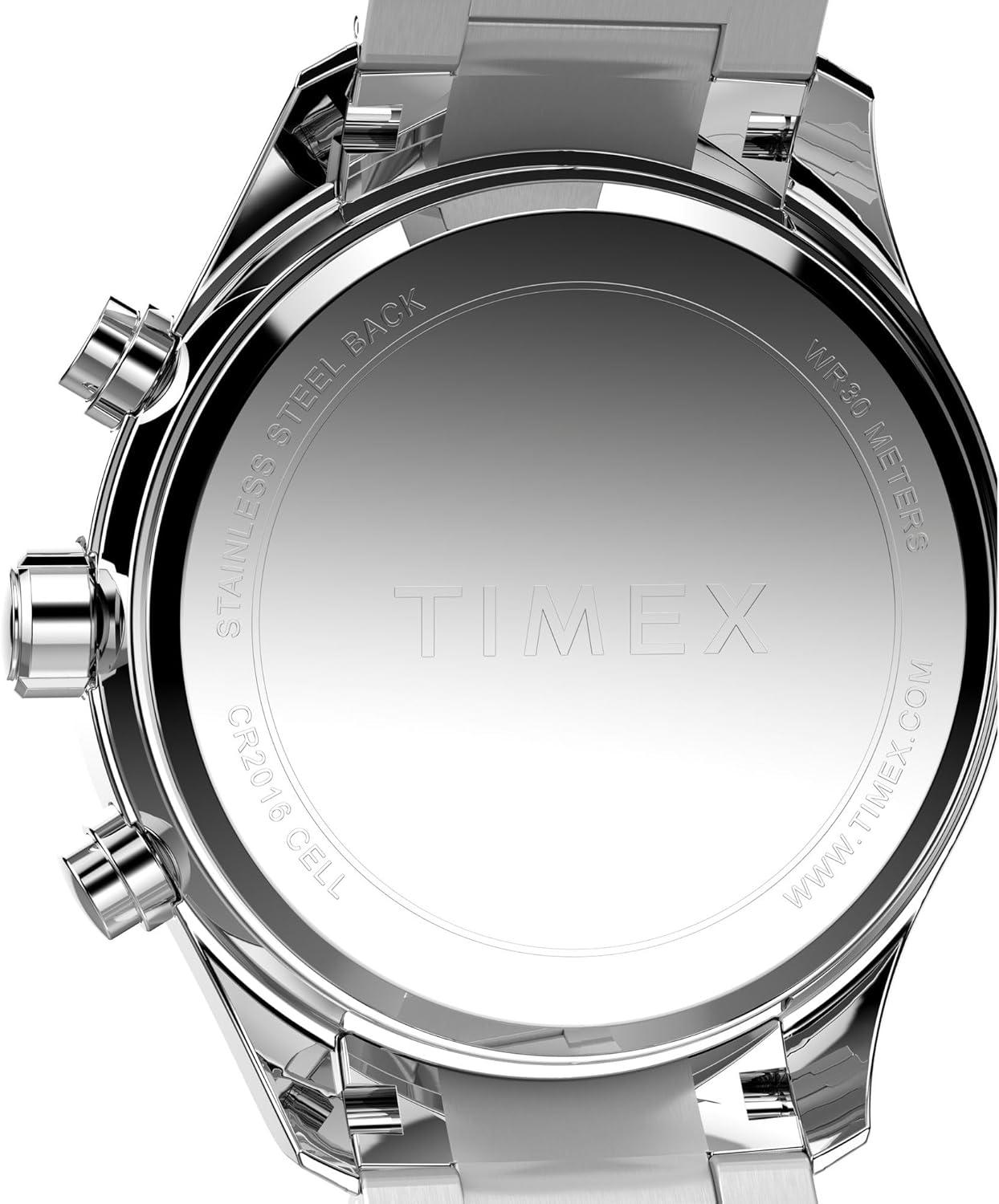 imageTimex Womens Chronograph 38mm Watch  SilverTone Bracelet Blue Dial SilverTone Case