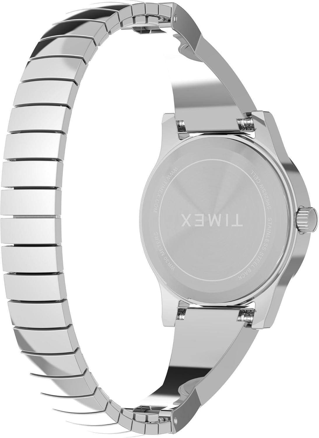 imageTimex Womens Fashion Stretch Bangles 25mm WatchSilverToneSilverToneBlue