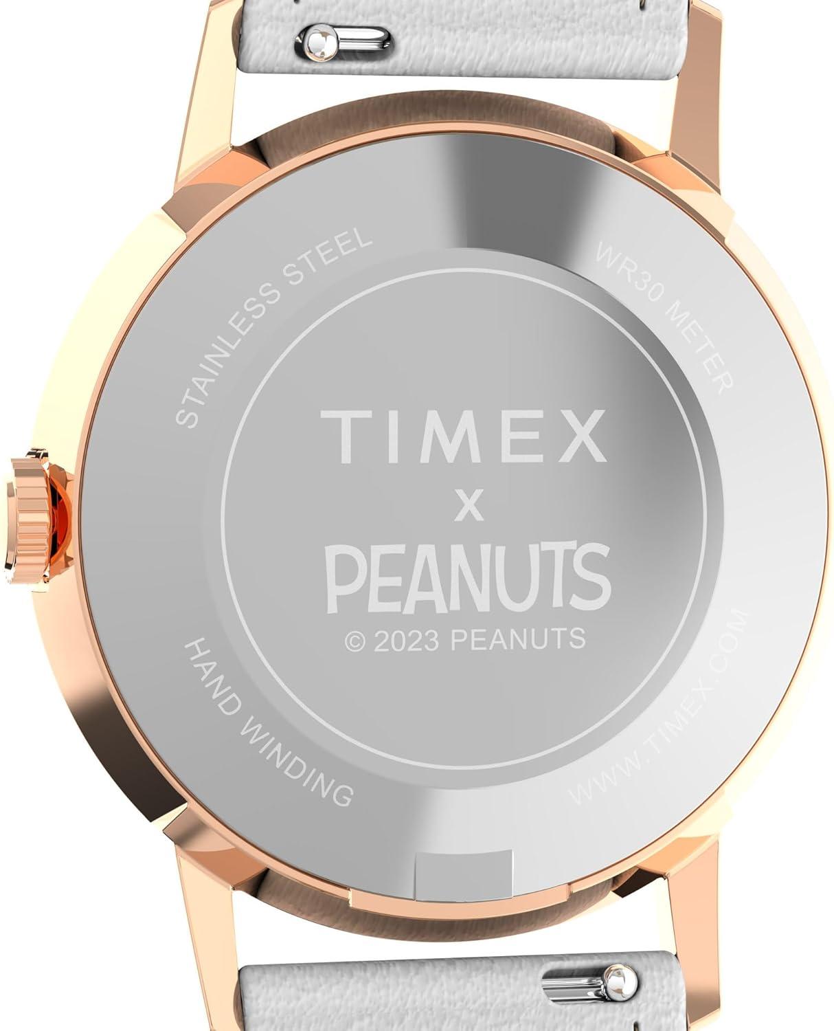 imageTimex Womens Peanuts Marlin 34mm Watch  White Strap Other Dial Rose GoldTone Case