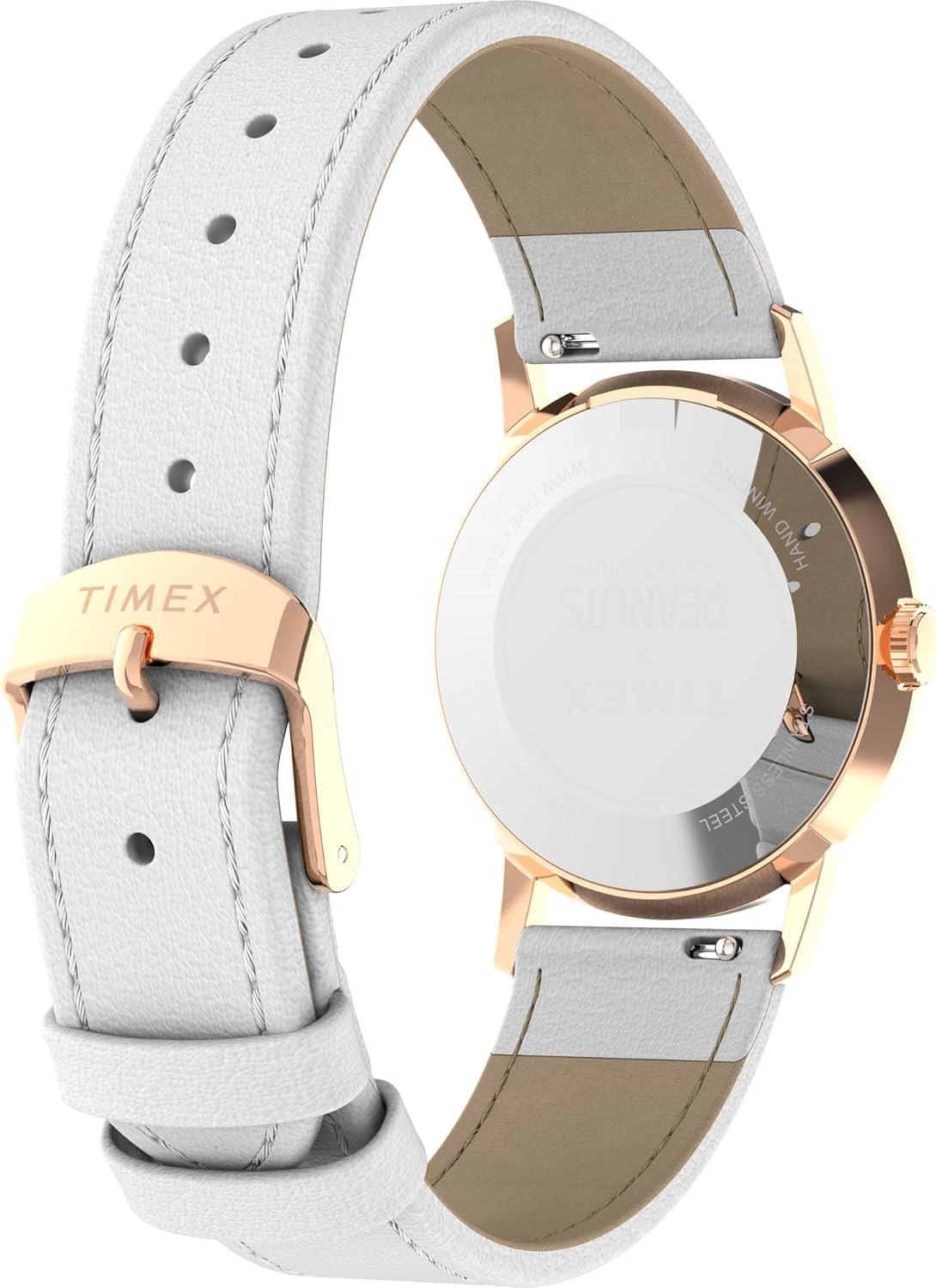 imageTimex Womens Peanuts Marlin 34mm Watch  White Strap Other Dial Rose GoldTone Case
