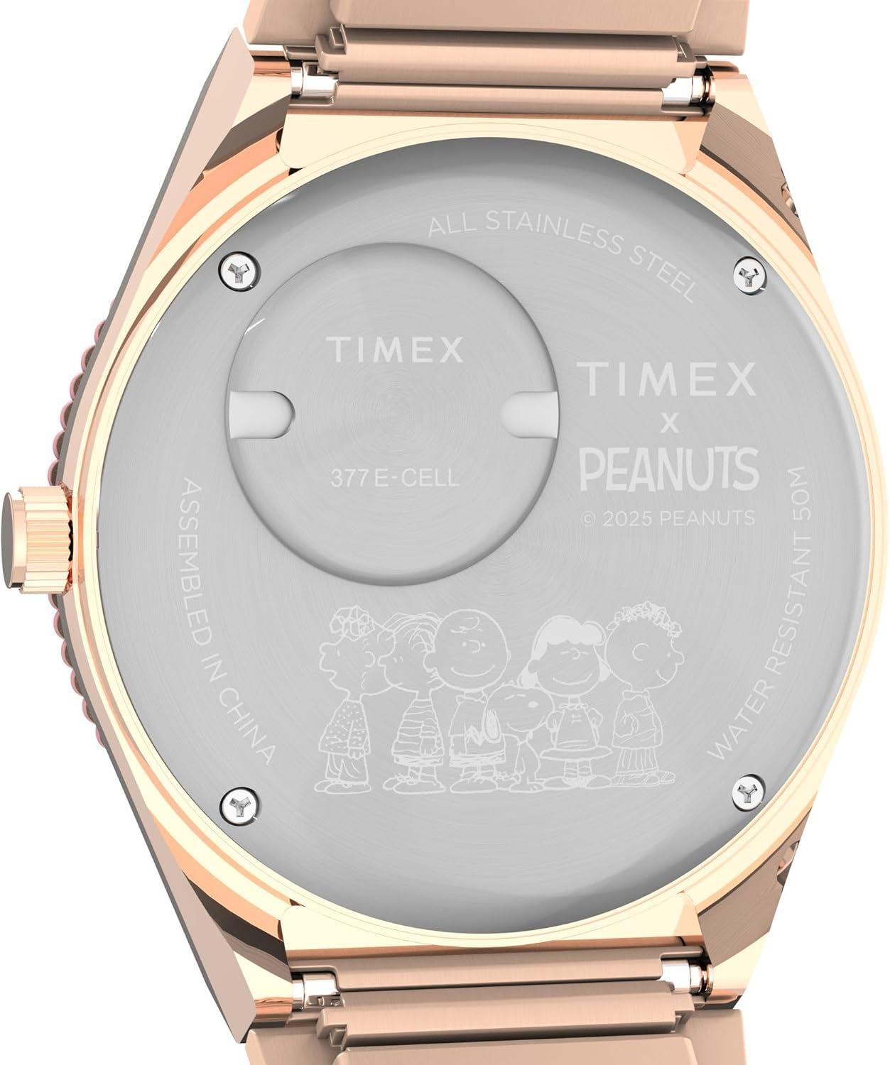 imageTimex Womens Peanuts Q 36mm Watch  Rose GoldTone Expansion Band Pink Dial Rose GoldTone Case