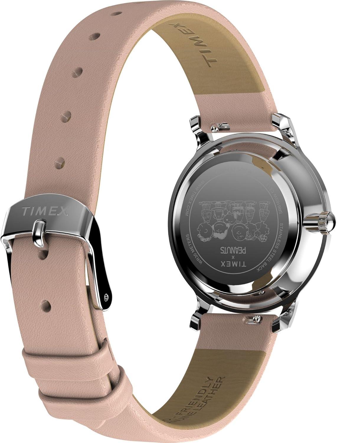 imageTimex Womens Peanuts Transcend 34mm Watch  Brown Strap SilverTone Dial SilverTone Case