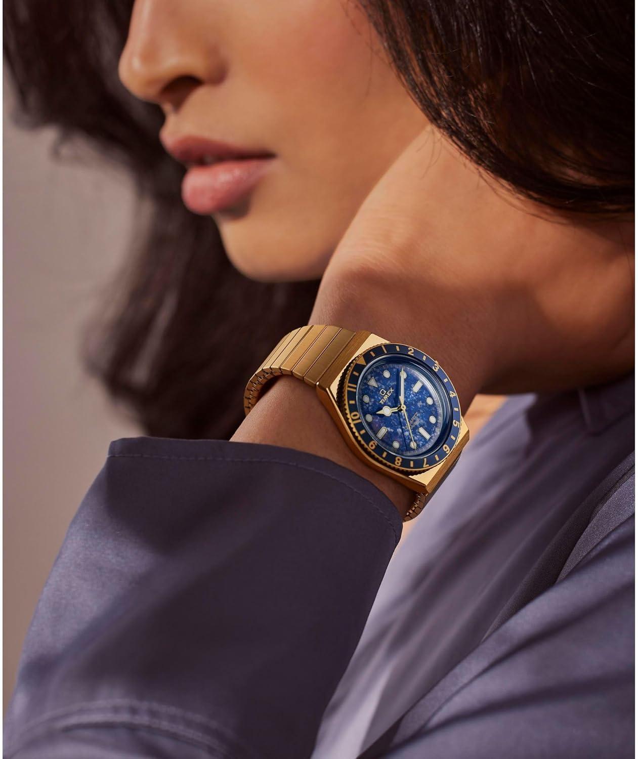 imageTimex Womens Q 36mm WatchGoldToneGoldToneBlue