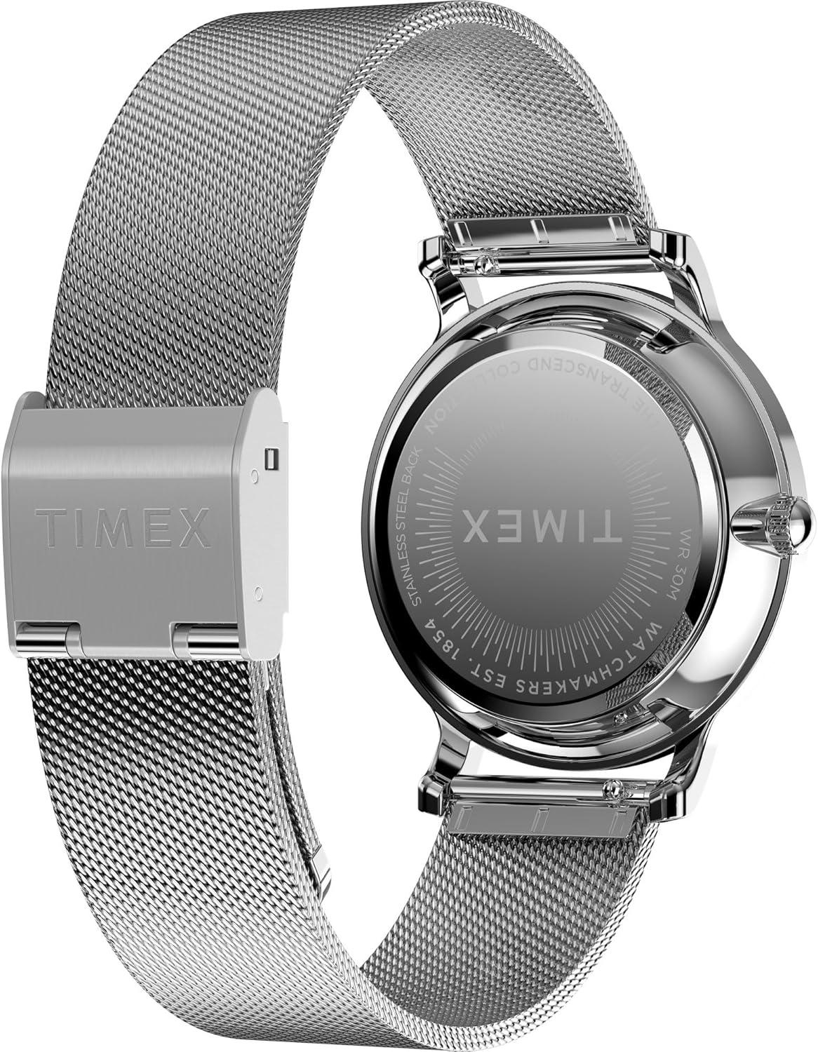 imageTimex Womens Transcend 34mm WatchSilverToneSilverToneBlue