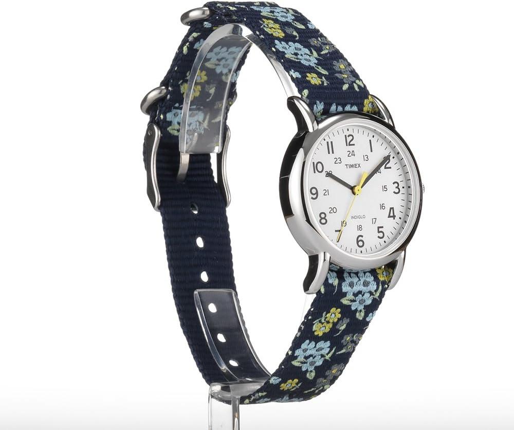 imageTimex Womens Weekender 31mm WatchBlueWhiteSilverTonePattern