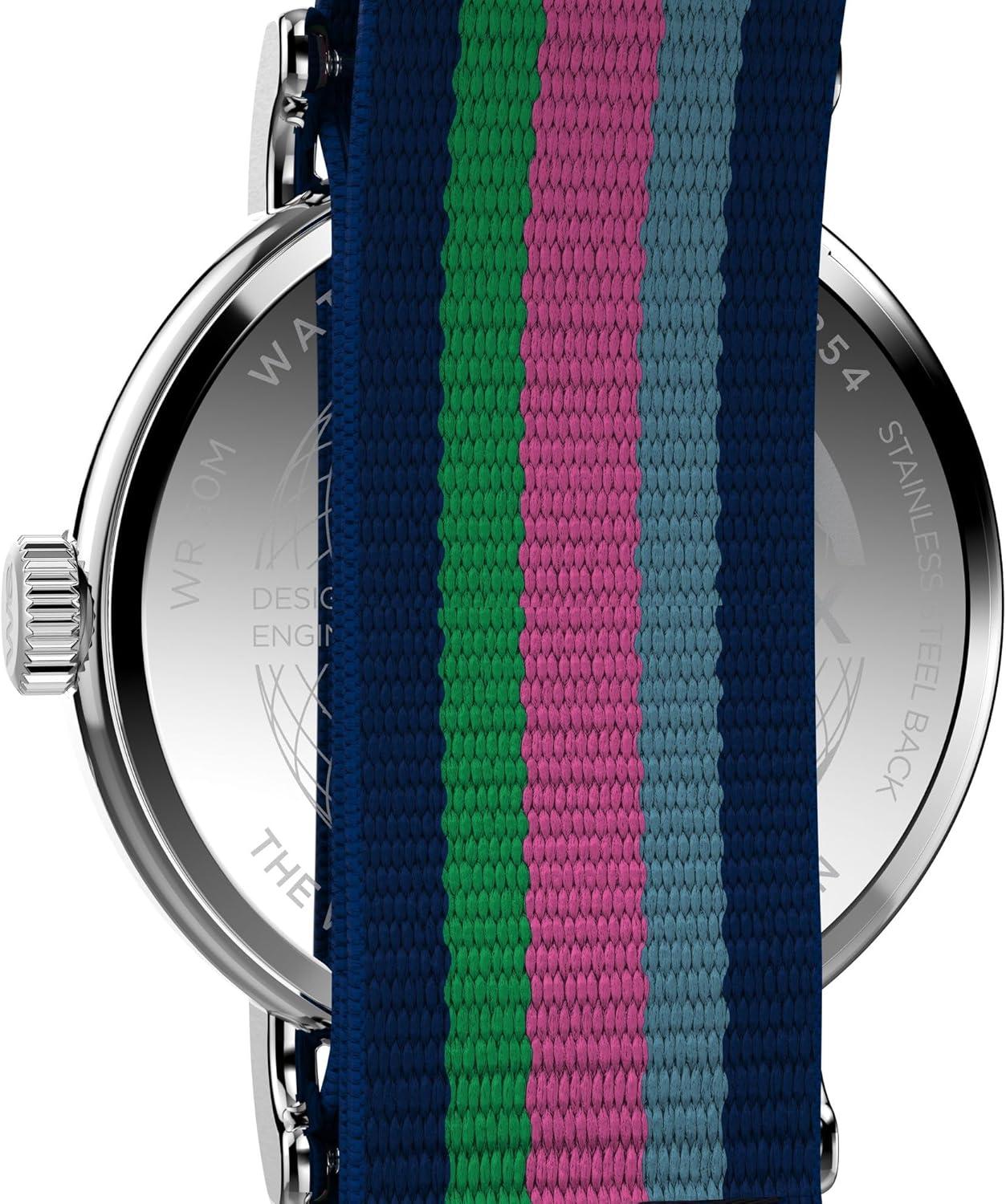 imageTimex Womens Weekender 37mm Watch  Blue Strap White Dial SilverTone Case