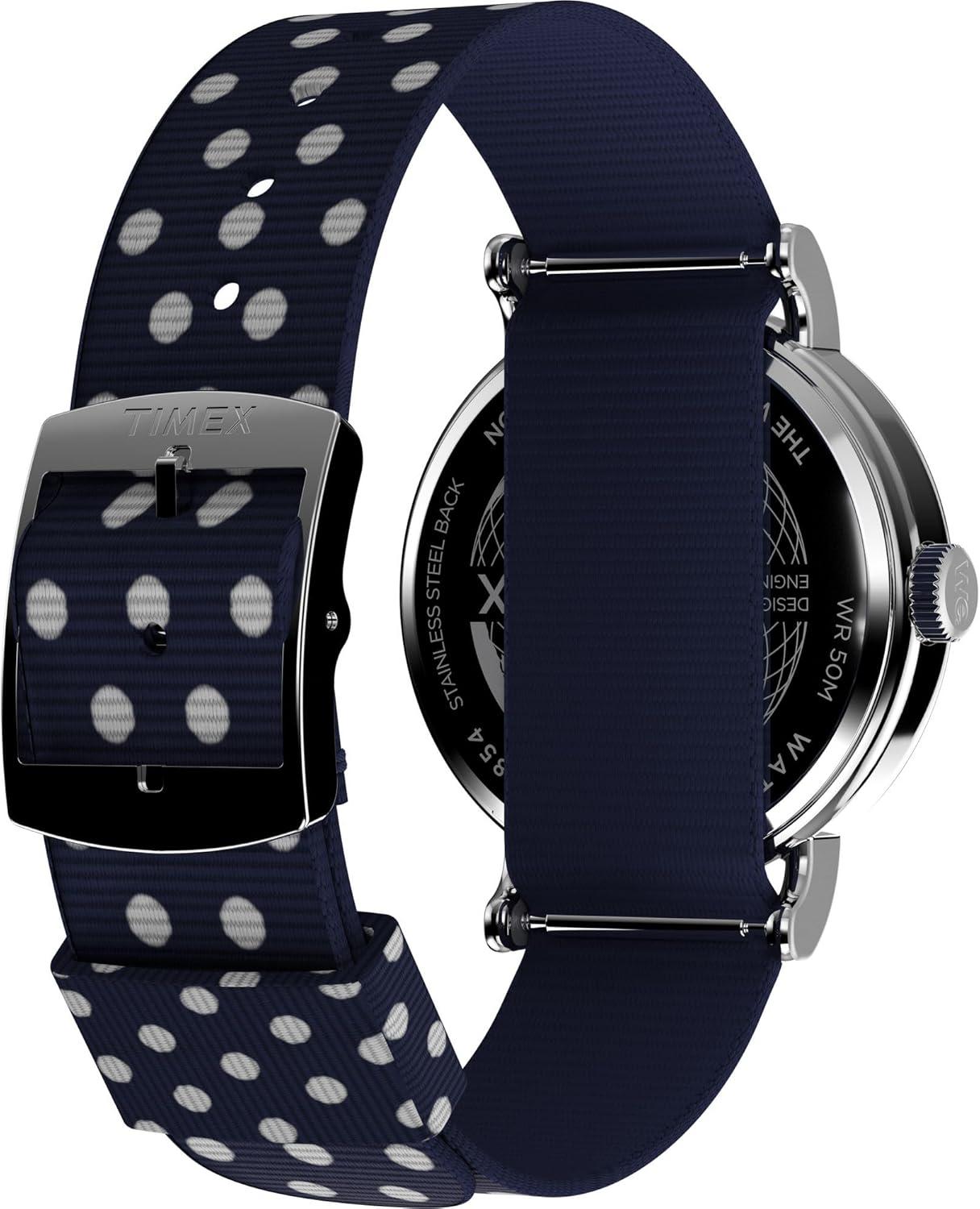 imageTimex Womens Weekender 40mm Watch  Blue Strap White Dial SilverTone Case