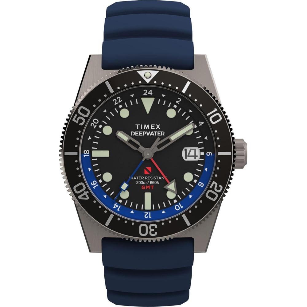 imageTimex Mens Deep Water Reef 41mm WatchBlueTitaniumBlack