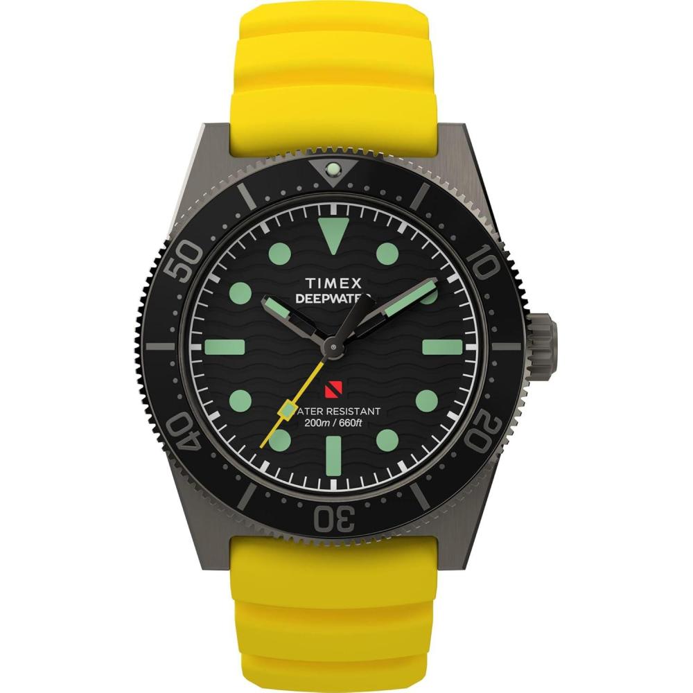 imageTimex Mens Deep Water Reef 41mm WatchYellowTitaniumBlack