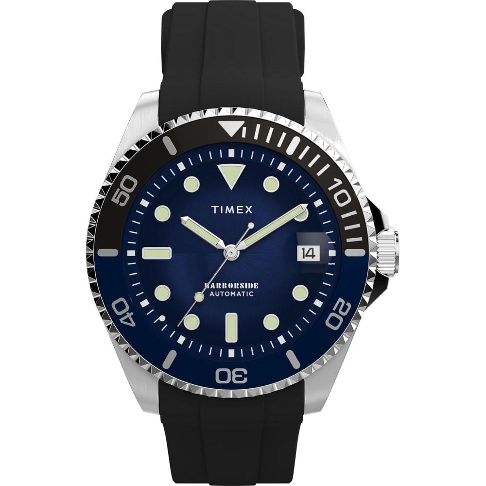 imageTimex Mens Harborside Coast 40mm WatchBlackSilverToneBlue