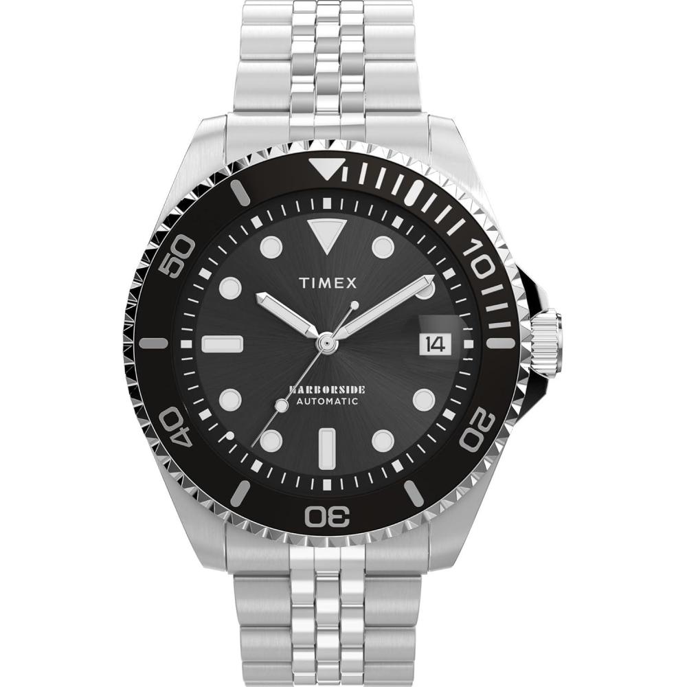 imageTimex Mens Harborside Coast 40mm WatchSilverToneSilverToneBlack