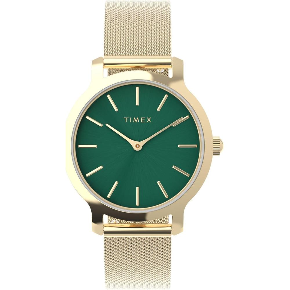 imageTimex Transcend 34mm Womens Analog Watch  Stylish Modern DesignGoldToneGoldToneGreen