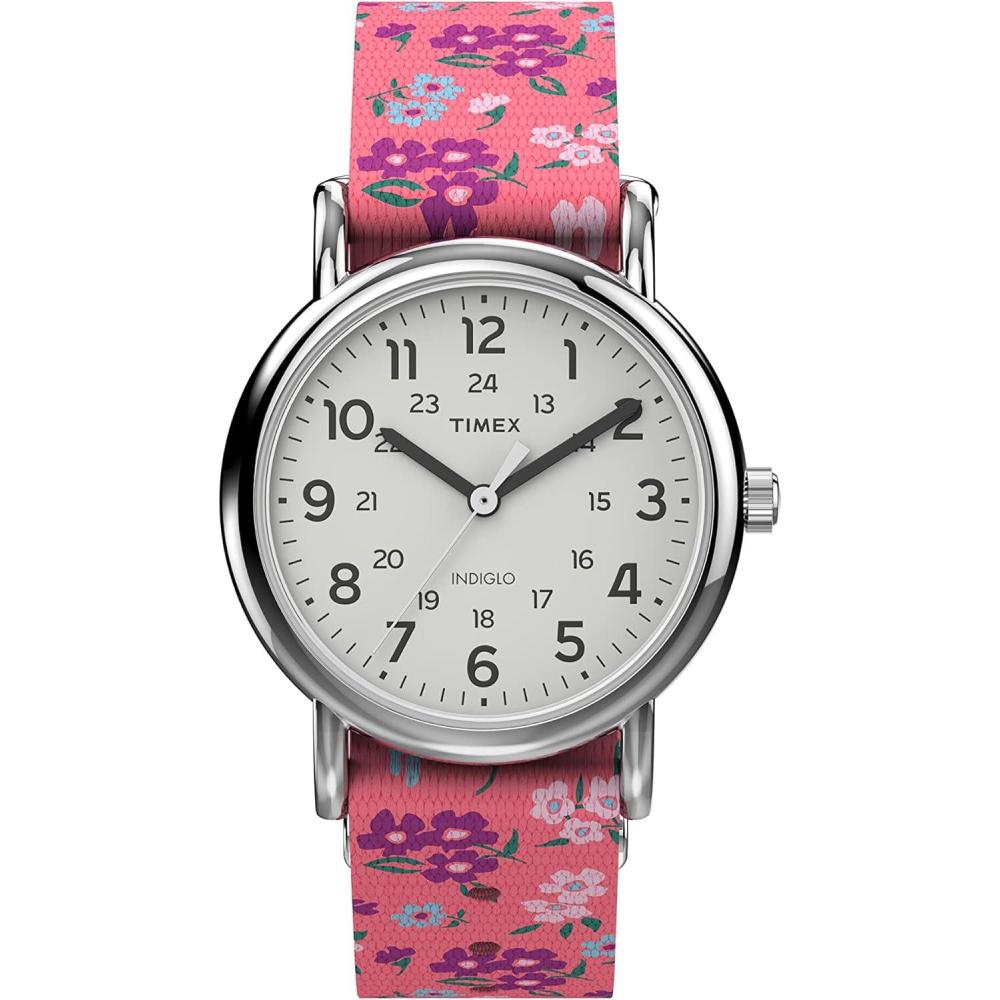 imageTimex Womens Weekender 31mm WatchPinkWhiteSilverTone