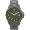 imageTimex Mens Expedition Field Solar 41mm Watch  Gunmetal Bracelet Green Dial Gunmetal Case