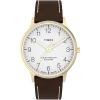 imageTimex Mens Waterbury Classic 40mm Watch  Brown Strap White Dial GoldTone Case