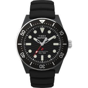 imageTimex Mens Deep Water Reef 41mm WatchBlackStainless SteelBlack