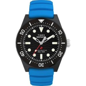 imageTimex Mens Deep Water Reef 41mm WatchBlueStainless SteelBlack