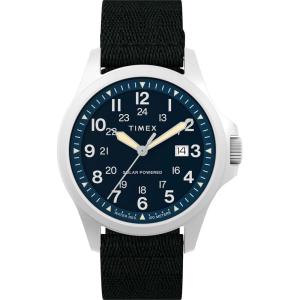 imageTimex Mens Expedition Field Solar 41mm Watch  Black Strap Blue Dial Stainless Steel Case