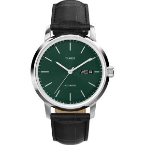 imageTimex Mens Marlin 38mm Watch  Black Strap Green Dial Stainless Steel Case