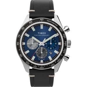 imageTimex Mens Waterbury Traditional 41mm WatchBlackStainless SteelBlue
