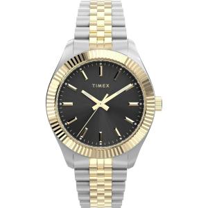 imageTimex Womens Legacy 36mm Watch  TwoTone Bracelet Black Dial GoldTone Case