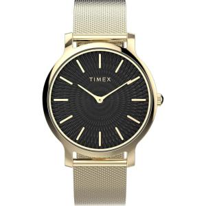 imageTimex Womens Transcend 34mm Watch  GoldTone Mesh Bracelet Black Dial GoldTone Case