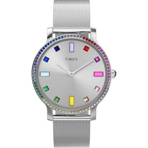 imageTimex Womens Transcend 34mm WatchSilverToneSilverToneSilverToneRainbow