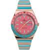 imageTimex Q Malibu Womens 36mm Watch  GoldTone Case Black Dial with Orange ampamp GoldTone Stainless Steel Expansion BandRose GoldBluePink