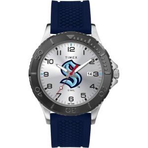 imageTimex NHL Mens 42mm Gamer WatchBlueSilverToneSilverToneBlack