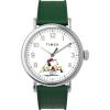 imageTimex Mens Peanuts Waterbury Standard 40mm Watch  Green Strap White Dial SilverTone Case