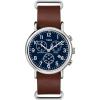imageTimex Mens Weekender 40mm WatchBrownBlueSilverTone