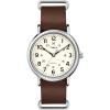 imageTimex Mens Weekender 40mm WatchBrownCreamSilverTone