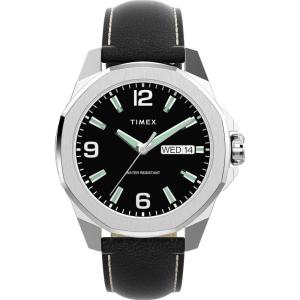 imageTimex Mens Essex 46mm WatchBlackSilverToneBlack