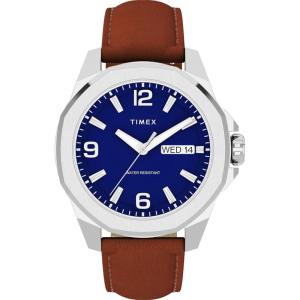 imageTimex Mens Essex 46mm WatchBrownSilverToneBlue