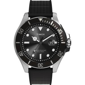 imageTimex Mens Harborside 42mm WatchBlackIP SteelBlack