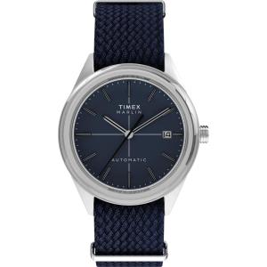 imageTimex Mens Marlin Jet 38mm Watch  Blue SlipThru Double Layer Blue Dial Stainless Steel Case